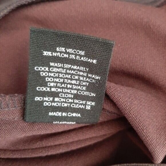 DECJUBA Stevie Wetlook Crop Pant Coated Pull-on Leging Burgundy Brown Sz 6 - Picture 13 of 13